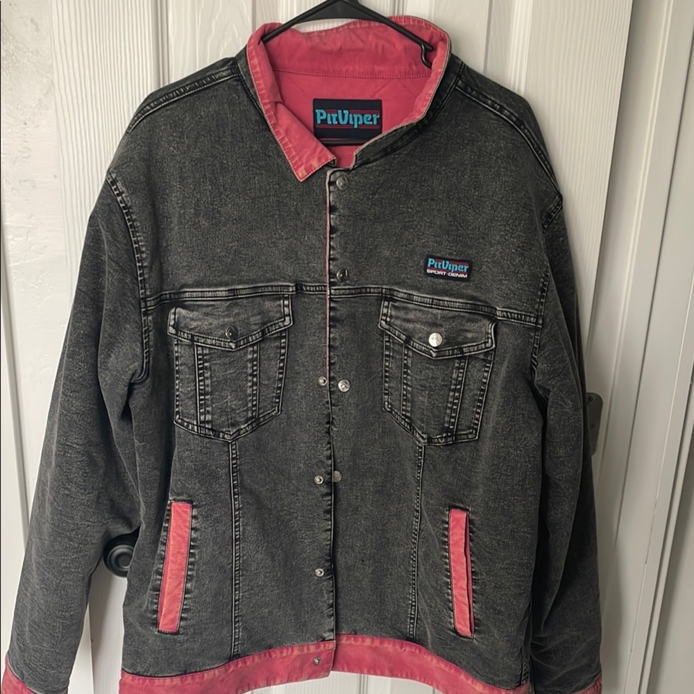 Pit Viper sport denim Black and Pink Jacket